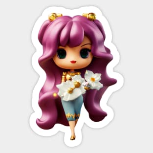 Cute Long Haired Girl Chibi Kawaii Doll Sticker